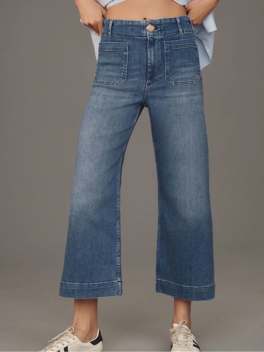 Maeve Cropped Wide Wide-Leg Jeans - Blue Denim